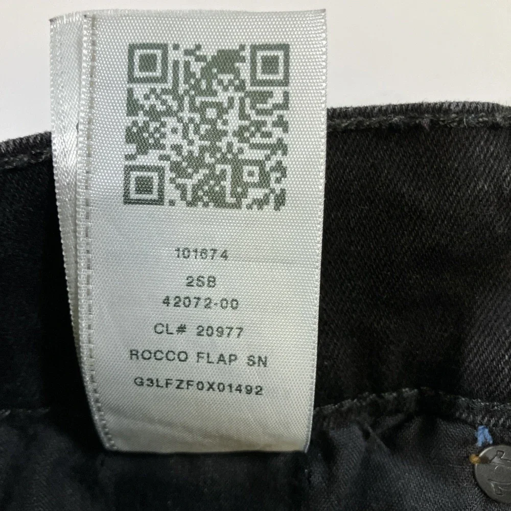 True Religion Rocco Jeans Mens 32 Black Relaxed Skinny Flap Pocket Stretch 32x34